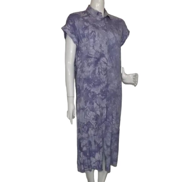 LULUS Shirt Dress, XS, Purple Tie-dye, Short sleeve, button front, Rayon - Picture 3 of 13